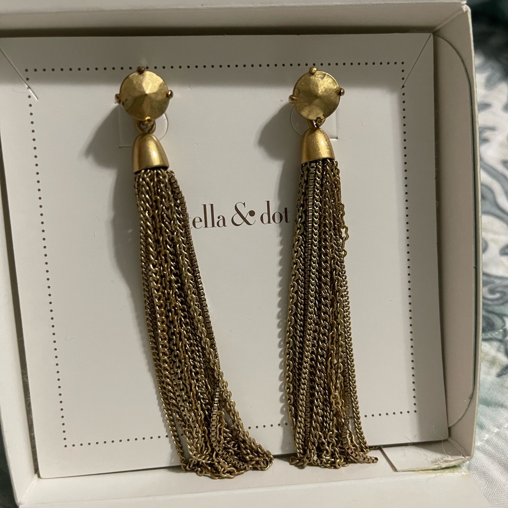 Stella & Dot Fringe Earrings - Gold